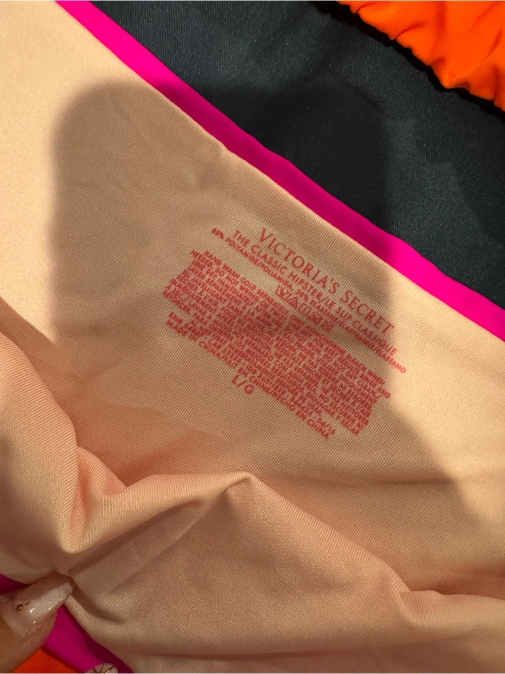 Victoria's Secret Neon Pink & Orange High-Neck Bikini Set. Top Sz L Bottom Sz M - Picture 2 of 4